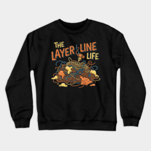 DEC-95 The Layer Line Life Funny 3D Printer Spaghetti Mess Crewneck Sweatshirt