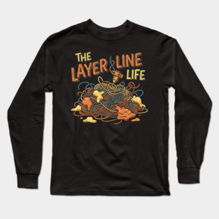 DEC-95 The Layer Line Life Funny 3D Printer Spaghetti Mess Long Sleeve T-Shirt