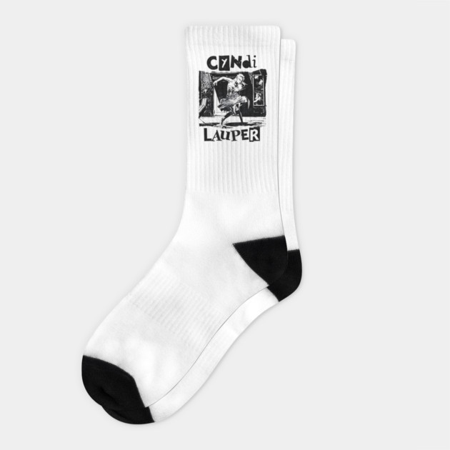 Cyndi Lauper Retro white Socks by James Bates