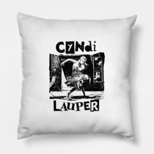 Cyndi Lauper Retro white Pillow