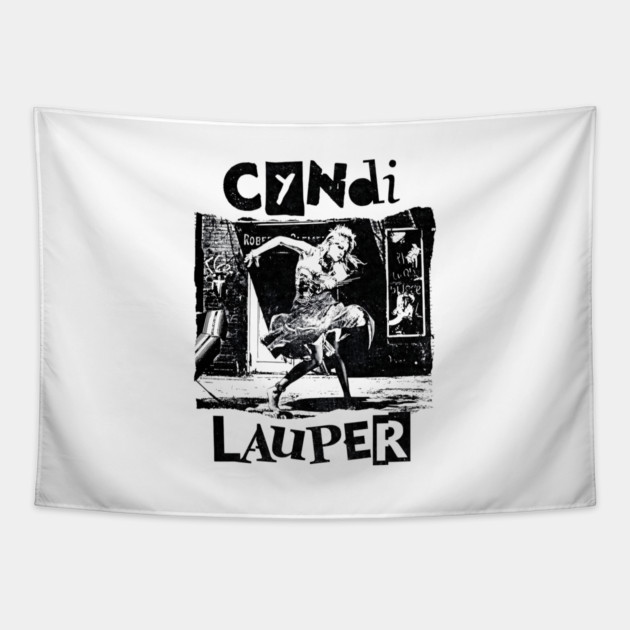 Cyndi Lauper Retro white Tapestry by James Bates