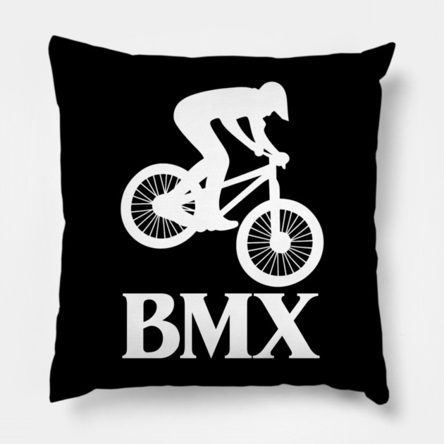 BMX Rider – White Silhouette Pillow by Shit Post Hero