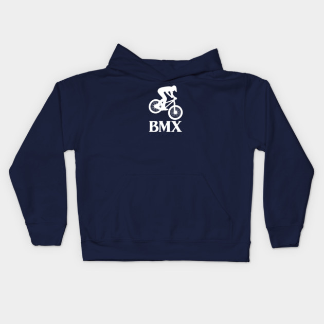 BMX Rider – White Silhouette Kids Hoodie by Shit Post Hero