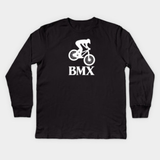 BMX Rider – White Silhouette Kids Long Sleeve T-Shirt