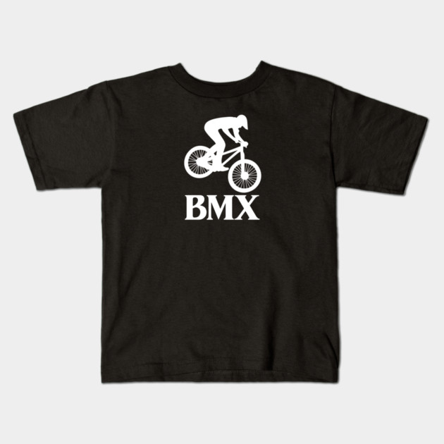 BMX Rider – White Silhouette Kids T-Shirt by Shit Post Hero