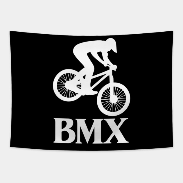 BMX Rider – White Silhouette Tapestry by Shit Post Hero