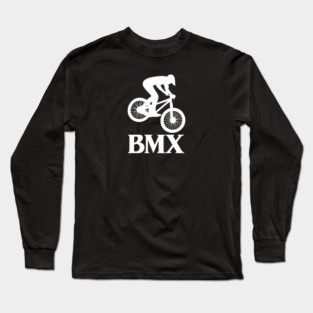 BMX Rider – White Silhouette Long Sleeve T-Shirt