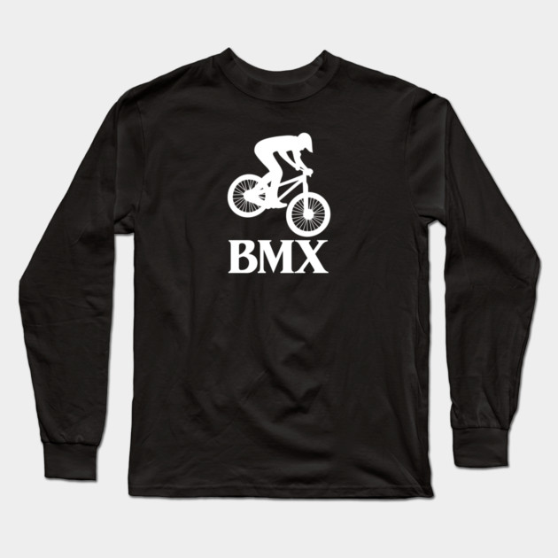 BMX Rider – White Silhouette Long Sleeve T-Shirt by Shit Post Hero