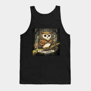 Forest Guardian Owl Fantasy Woodland Illustration Tank Top