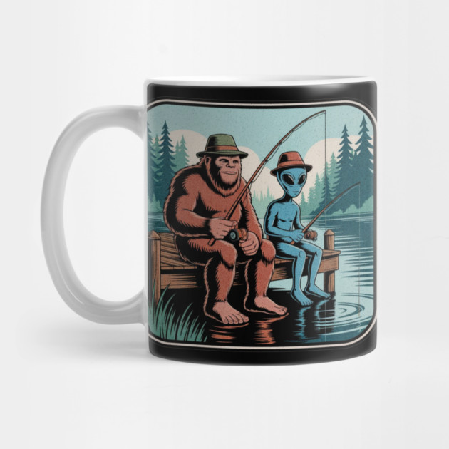 Bigfoot Fishing Design for Men and Boys | Sasquatch Fishing | Funny Fishing for Men by Pixel Threads 