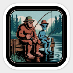 Bigfoot Fishing Design for Men and Boys | Sasquatch Fishing | Funny Fishing for Men Sticker