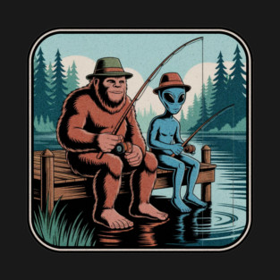 Bigfoot Fishing Design for Men and Boys | Sasquatch Fishing | Funny Fishing for Men T-Shirt