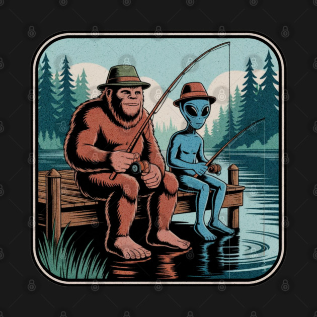 Bigfoot Fishing Design for Men and Boys | Sasquatch Fishing | Funny Fishing for Men by Pixel Threads 