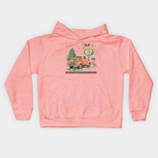 Route 67 Vintage Pastel Truck Holiday Retro Design Kids Hoodie
