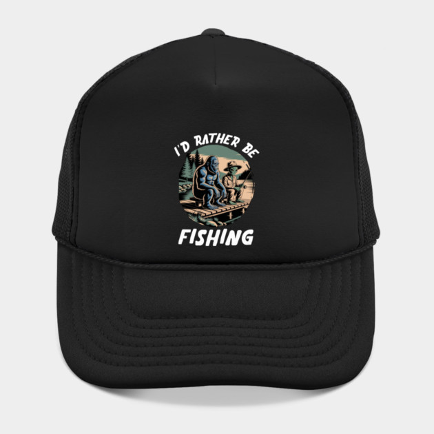 Id Rather Be Fishing, Bigfoot And Alien, Sasquatch Fishing by Pixel Threads 