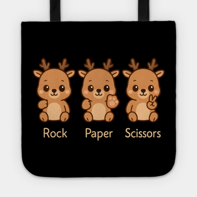 Cute Reindeer Rock Paper Scissors Cartoon – Funny Animal Gift Graphic Tote by MakerMind8.2