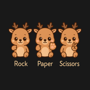 Cute Reindeer Rock Paper Scissors Cartoon – Funny Animal Gift Graphic T-Shirt