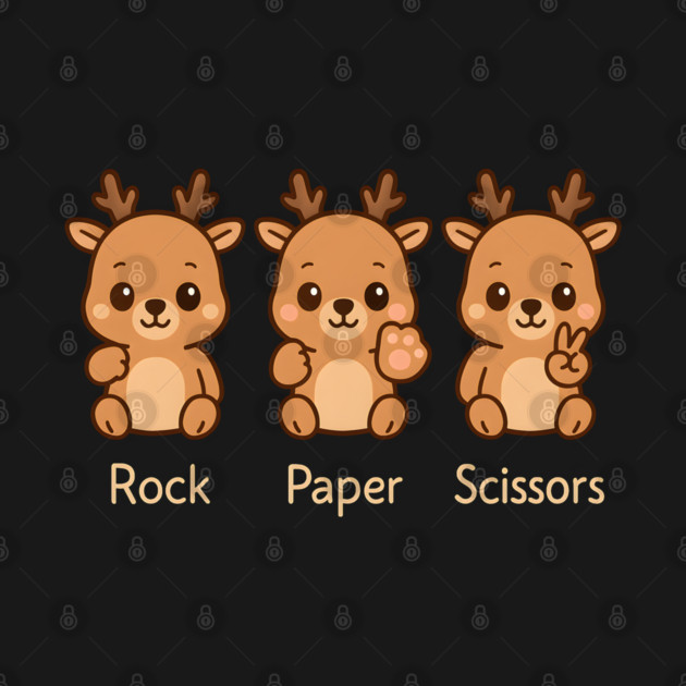 Cute Reindeer Rock Paper Scissors Cartoon – Funny Animal Gift Graphic by MakerMind8.2