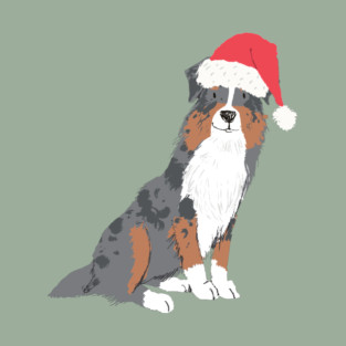 Festive Australian Shepherd Christmas Art T-Shirt