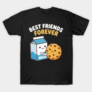 DEC-100 Best Friends Forever Cute Milk and Cookies Kawaii T-Shirt