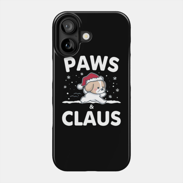 Paws & Claus Jumping Puppy Christmas Phone Case by Ink Lines