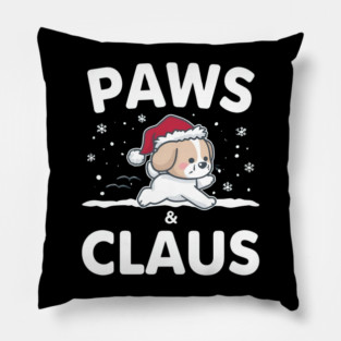 Paws & Claus Jumping Puppy Christmas Pillow