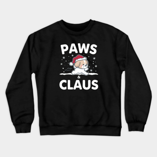 Paws & Claus Jumping Puppy Christmas Crewneck Sweatshirt by Ink Lines