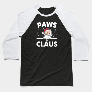Paws & Claus Jumping Puppy Christmas Baseball T-Shirt