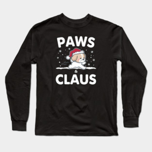 Paws & Claus Jumping Puppy Christmas Long Sleeve T-Shirt