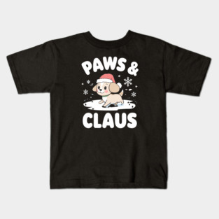 Paws & Claus Cute Christmas Dog Kids T-Shirt