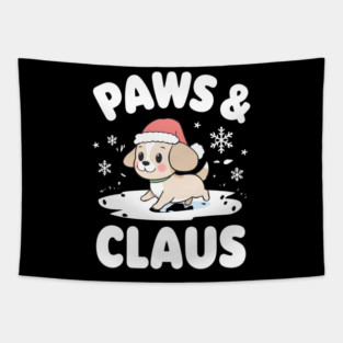 Paws & Claus Cute Christmas Dog Tapestry