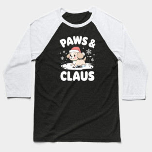 Paws & Claus Cute Christmas Dog Baseball T-Shirt