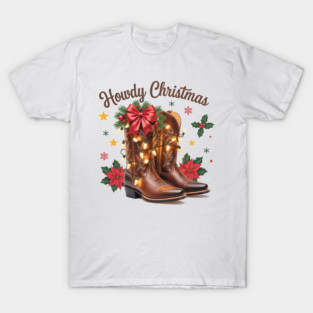 Western Christmas Cowboy Boots T-Shirt