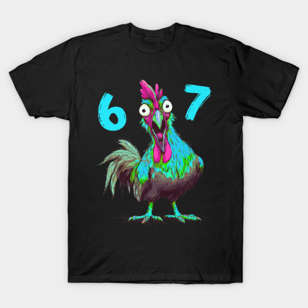 Six Seven 6 7 Italian Chicken Brainrot 67 Gamer Meme T-Shirt by younesjonas