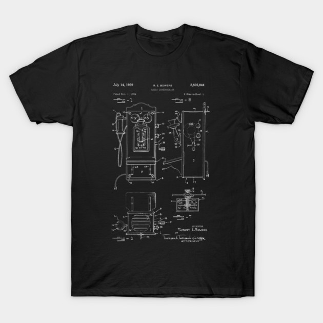 Telephone Patent 1959, invention Art Patent, Telephone Patent, Vintage Phone Blueprint Electrician Gift Speaking Telephone T-Shirt by Anodyle