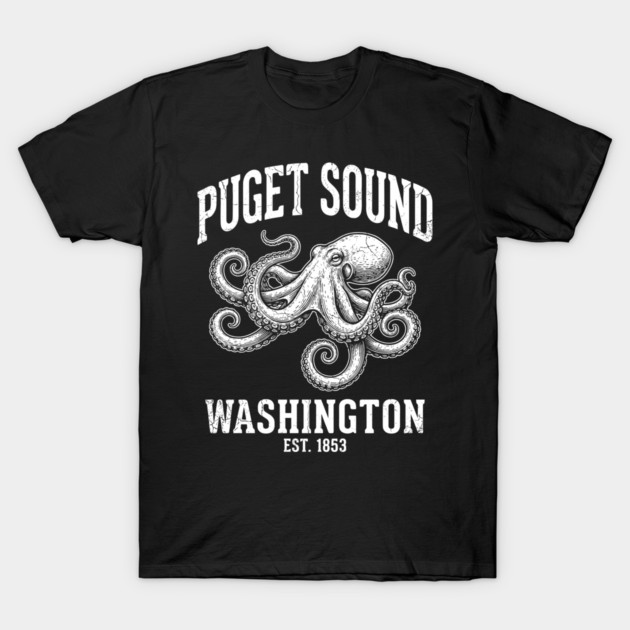Vintage Puget Sound Washington Giant Pacific Octopus - Est 1853 PNW Souvenir T-Shirt by VOILA