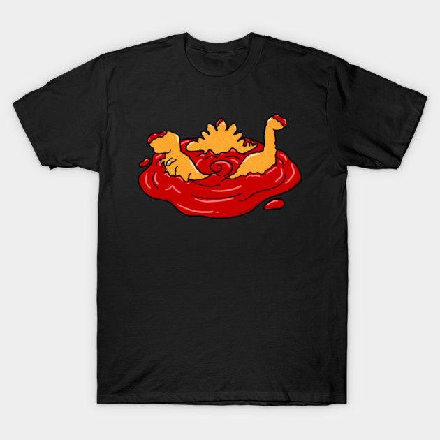 Ketchup Dino Nugget Apocalypse Funny Dinosaur Chicken Nugget T-Shirt by belownormal