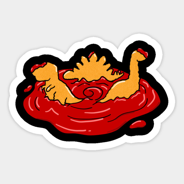 Ketchup Dino Nugget Apocalypse Funny Dinosaur Chicken Nugget Magnet by belownormal