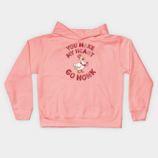 You Make My Heart Go Honk - Loveable Goose with Hearts Kids Hoodie