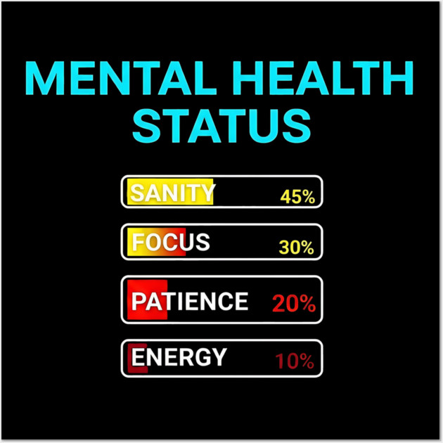 Mental Health Status Levels – Funny Relatable Meter Bars Wall Art by UrbanLifeApparel