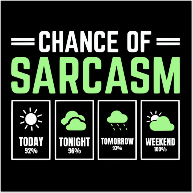 Chance of Sarcasm Forecast Funny Weather Humor Quote Wall Art by UrbanLifeApparel