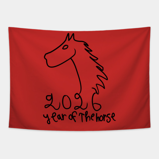 Year of the Horse 2026 - Chinese Zodiac Celebration Tapestry by Creatifly Graphic Tees
