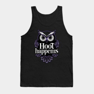 Funny Owl Illustration – “Hoot Happens” Quirky Nocturnal Bird Tank Top