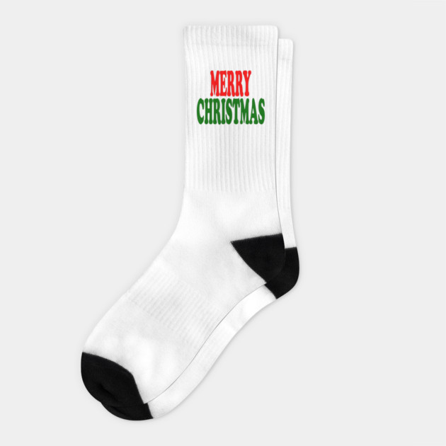 Merry Christmas Red and Green Socks by Creatifly Graphic Tees