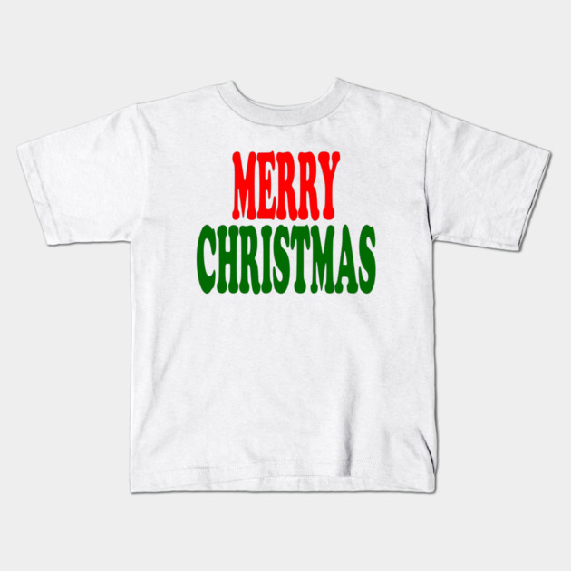 Merry Christmas Red and Green Kids T-Shirt by Creatifly Graphic Tees