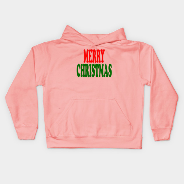 Merry Christmas Red and Green Kids Hoodie by Creatifly Graphic Tees