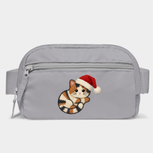 Cozy Faux Yarn Christmas Cat with Santa Hat Bag