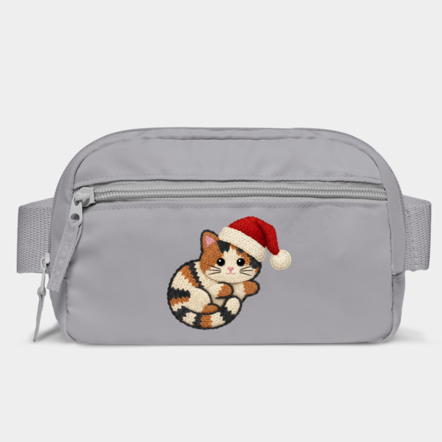 Cozy Faux Yarn Christmas Cat with Santa Hat by Creatifly Graphic Tees