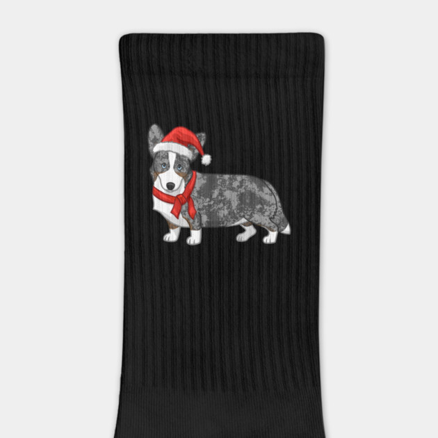 Cute Blue Merle Cardigan Corgi Christmas Santa Hat by yangho