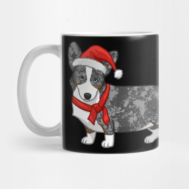 Cute Blue Merle Cardigan Corgi Christmas Santa Hat by yangho